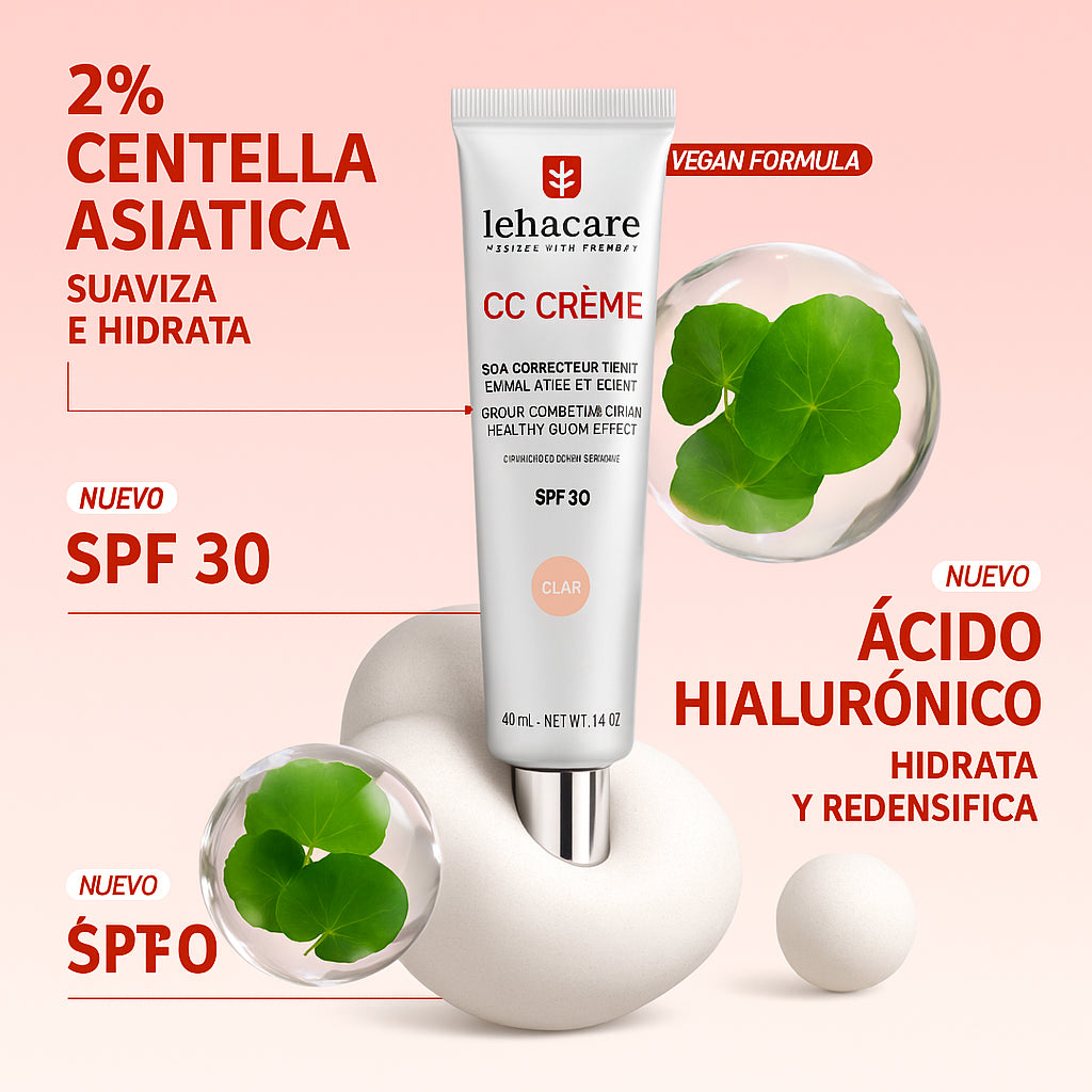 LEHACARE™ CC Crème con 10% Centella Asiática – Piel perfecta en 30 Segundos