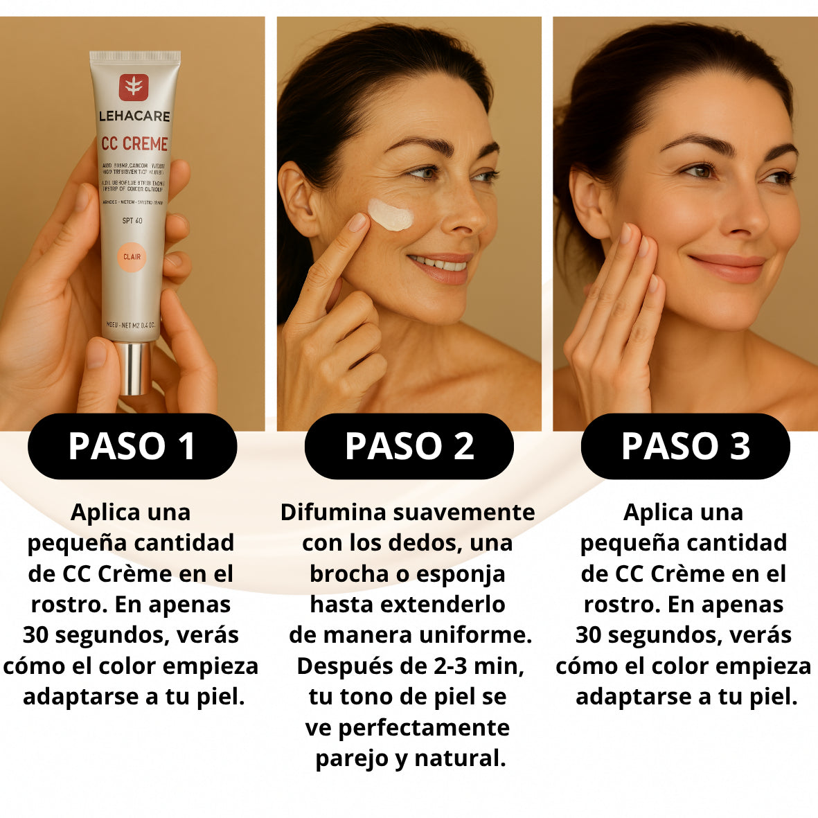LEHACARE™ CC Crème con 10% Centella Asiática – Piel perfecta en 30 Segundos