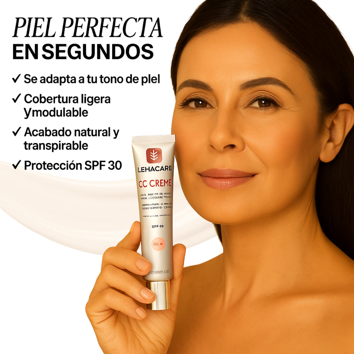 LEHACARE™ CC Crème con 10% Centella Asiática – Piel perfecta en 30 Segundos